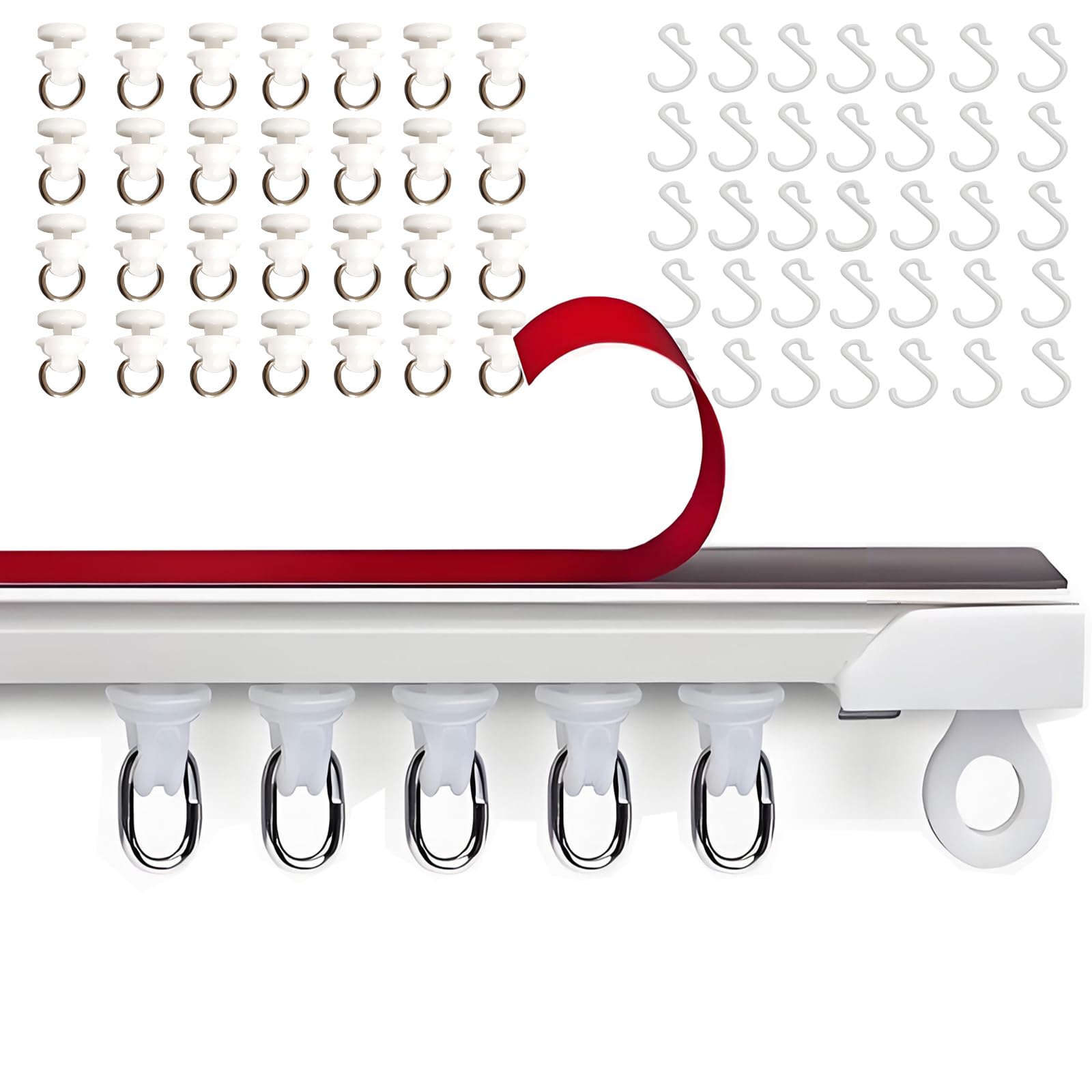 Kiswleon 300cm Self Adhesive Curtain Track,Easy to Install Curtain Rails and Fittings,No-Damage Ceiling Curtain Track