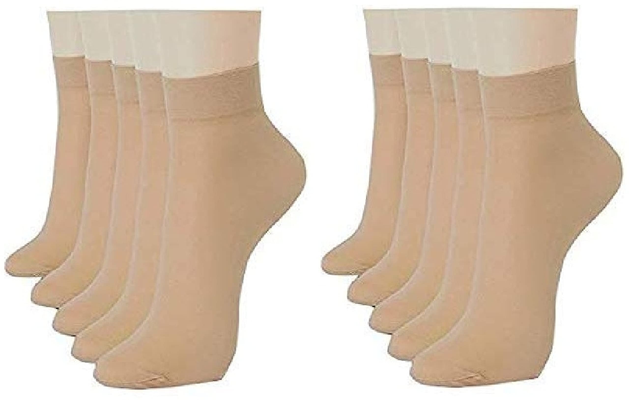 Skin Ultra-Thin Transparent Nylon Summer Skin Socks for Women/Girl's ||Ankle Length|| 10 pair beige color-image-8