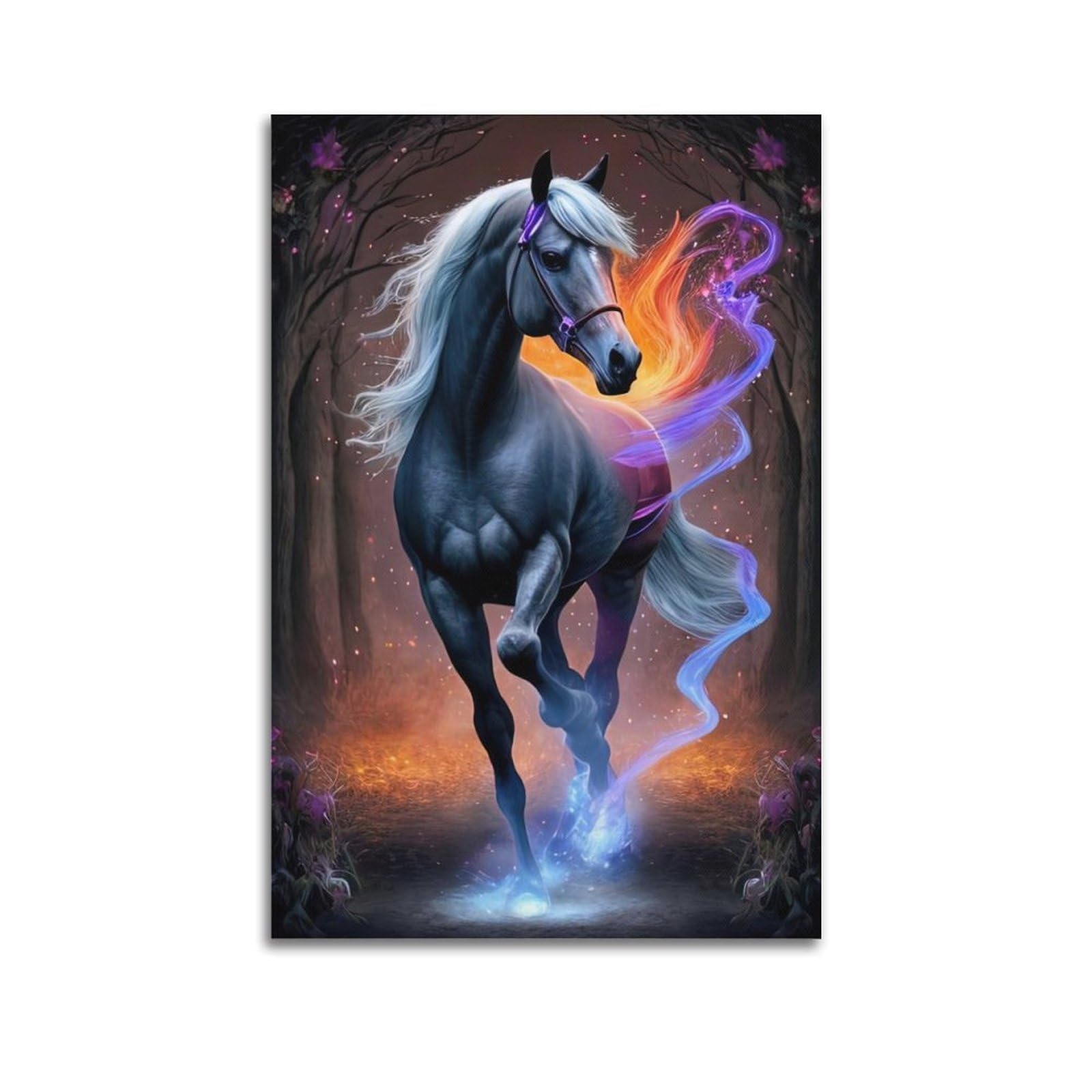 WZKTCL Animal Poster Horses in The Forest Poster Decorative Painting Canvas Wall Posters And Art Picture Print Modern Family Bedroom Decor Posters 20x30inch(50x75cm)