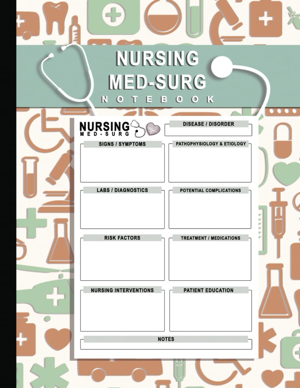 Med Surg Nursing Notebook: Notebook for Medical Surgical ,Blank Template Notebook for Nursing students , Med Surg Study Template , 120pages 8,5 x 11