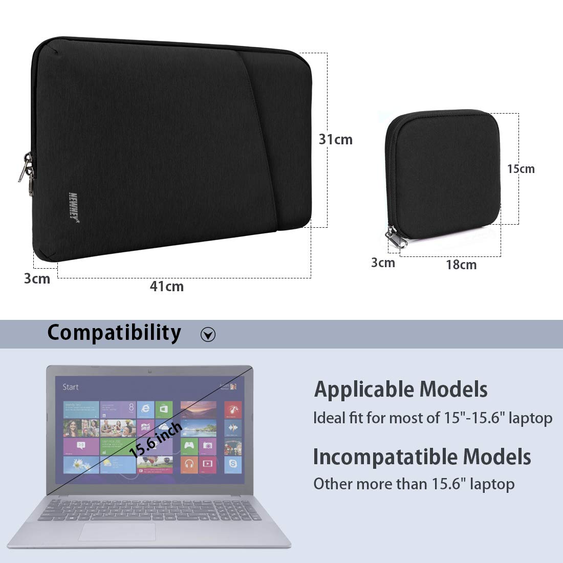 Custodia Per Laptop 15.6 Pollici Impermeabile - Con Tasca Piccola - Antiurto - Viola - Foto 4