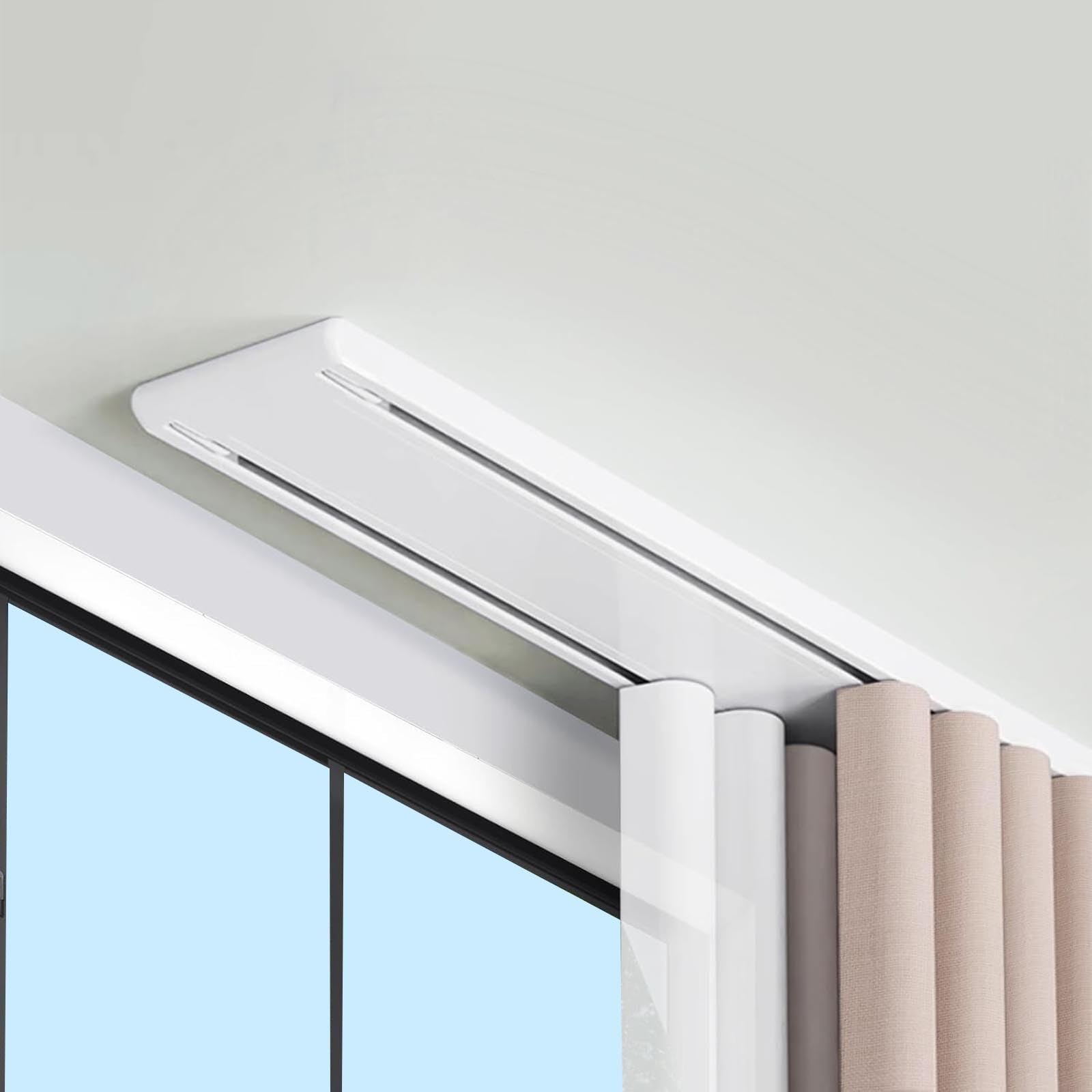 Doppelreihige Aluminium Gardinenschiene 2-läufig Leise Deckenmontage für Schlafzimmer Balkon Hotel – 1/1,5/2/2,6/3,8/4,7 m con materiale di protezione (grigio 2,2 m)