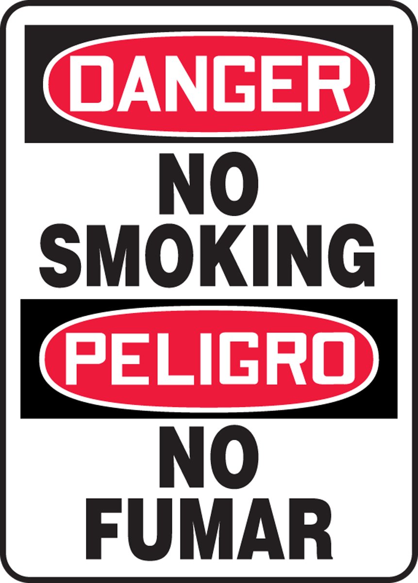 Panneau rigide Danger No Smoking anti-UV pour interdiction bilingue - 2
