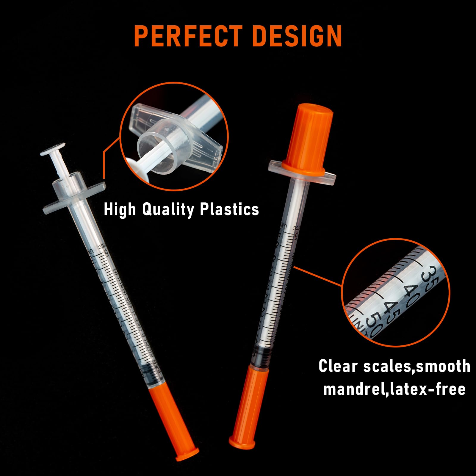 Jeringas de 0,5 ml/cc, 31 G, jeringas de laboratorio científico, envueltas individualmente, paquete de 20