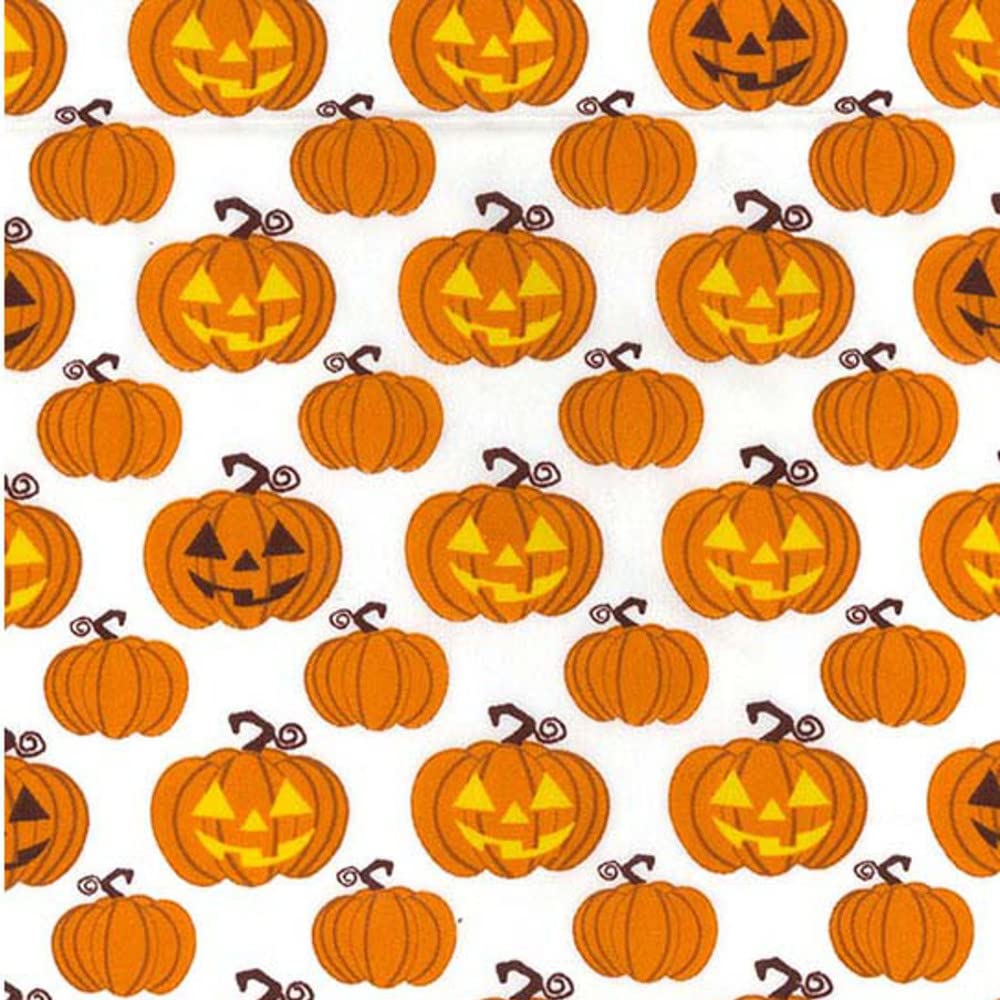 Polycotton Fabric Pumpkins Halloween Pumpkin Patch Spooky (per metre