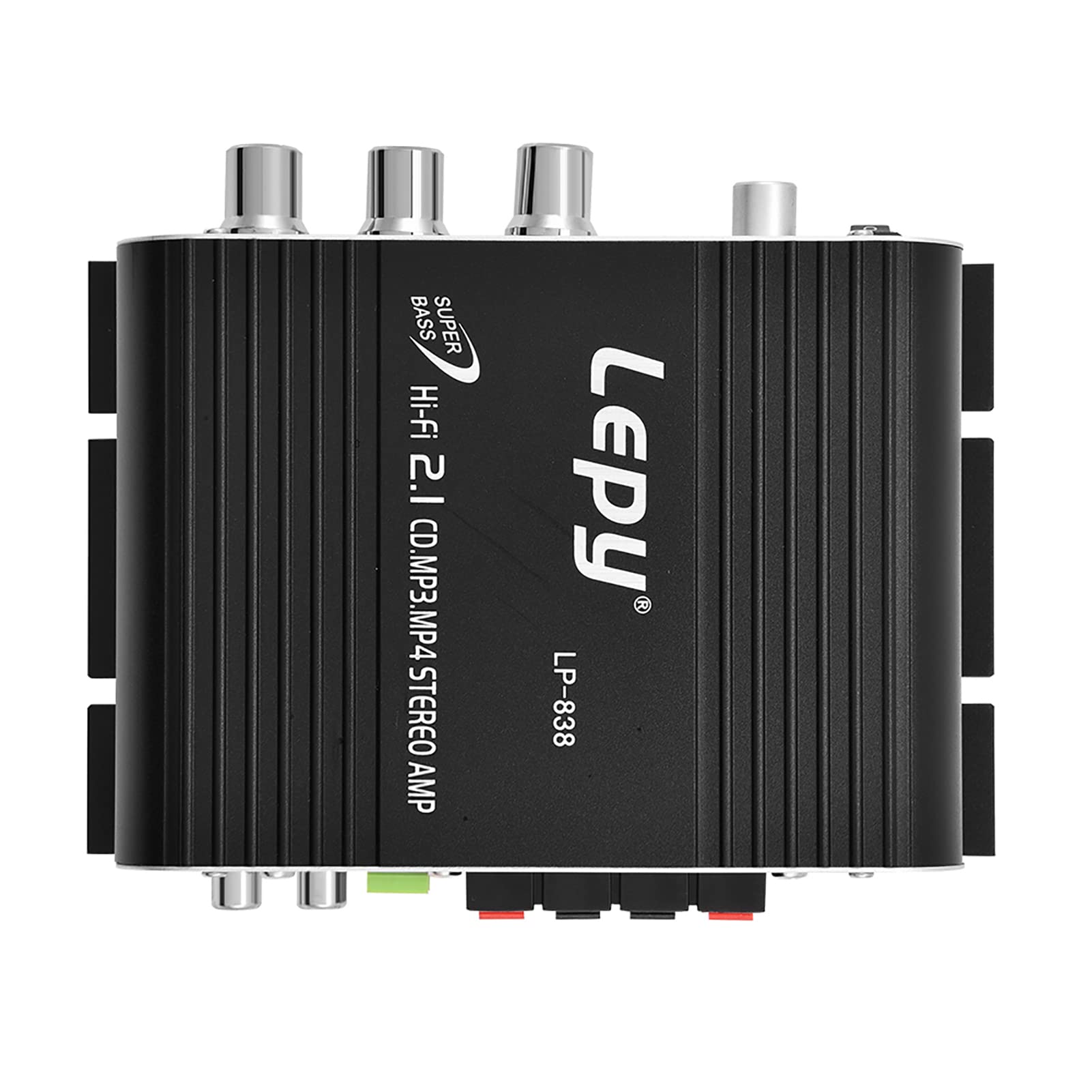 GOWENIC Power Amplifier Stereo Amplifier, Digital Amp Mini HiFi 2.1, 2 Channels, 14.4V DC, Black