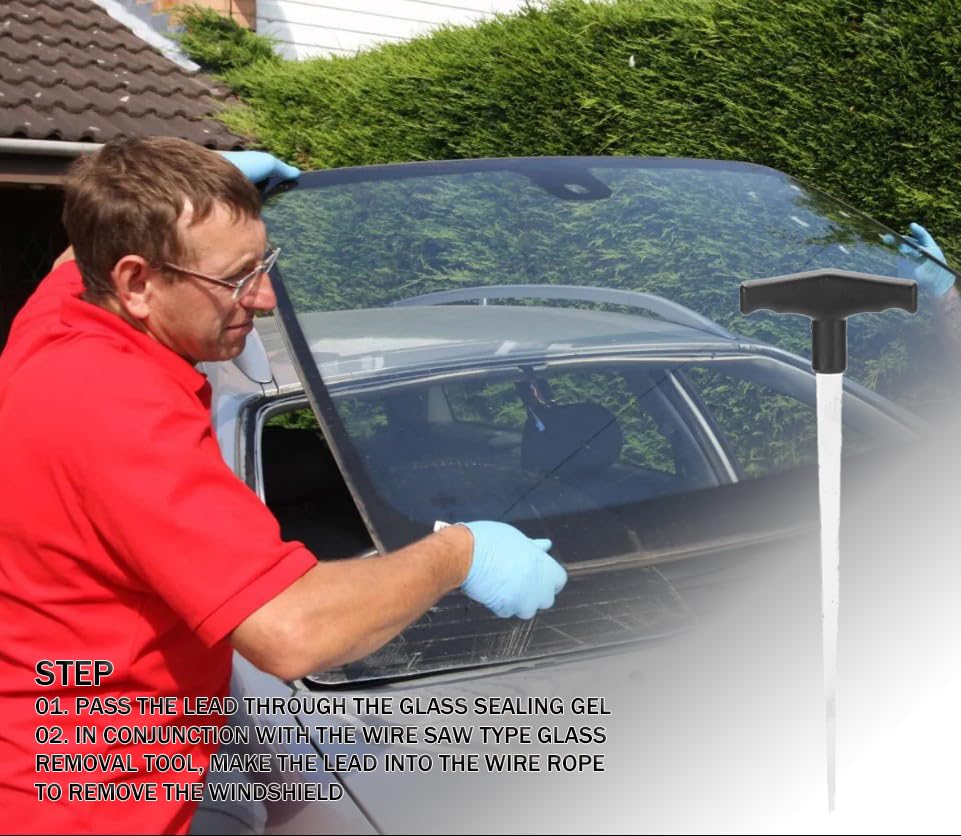 Image of Windscreen Remover, Windshield Installation Tools, Auto Glass Tools, T Shaped Wire Feeder Windshield Remover Automotive Wind Glass Removal Tool