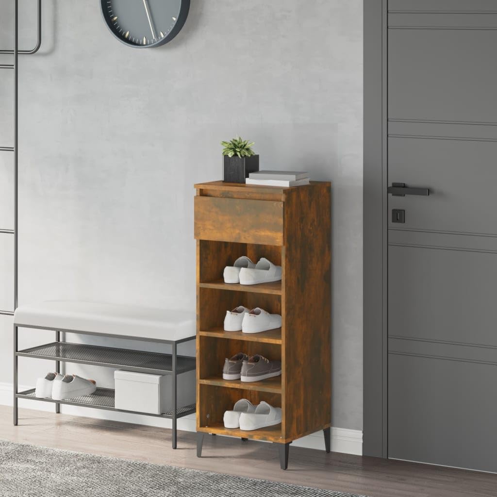 Armoire à chaussures en chêne fumé 105 cm de hauteur meuble de couloir