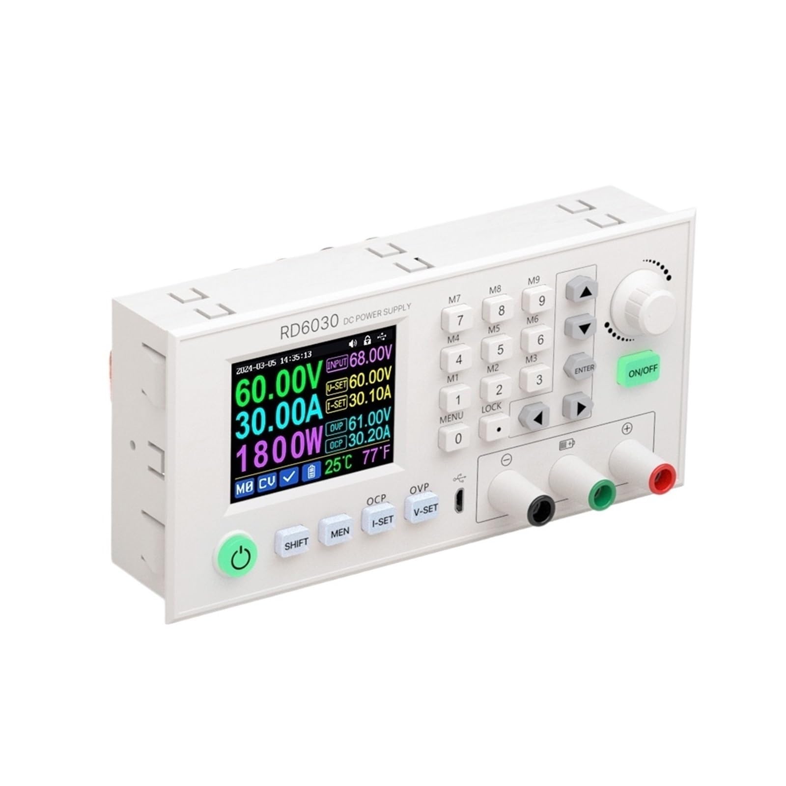BFSYDLUJ RD6030 RD6030W 60V 30A DC Adjustable Step Down Voltage Bench Regulated Power Supply Buck Converter Battery Charging&1500W(RD6030 S800)