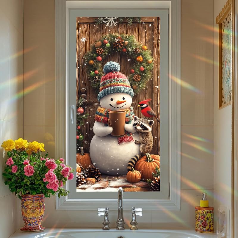 Vinilo Decorativo para Ventana Navideño con Muñeco de Nieve miniatura 7