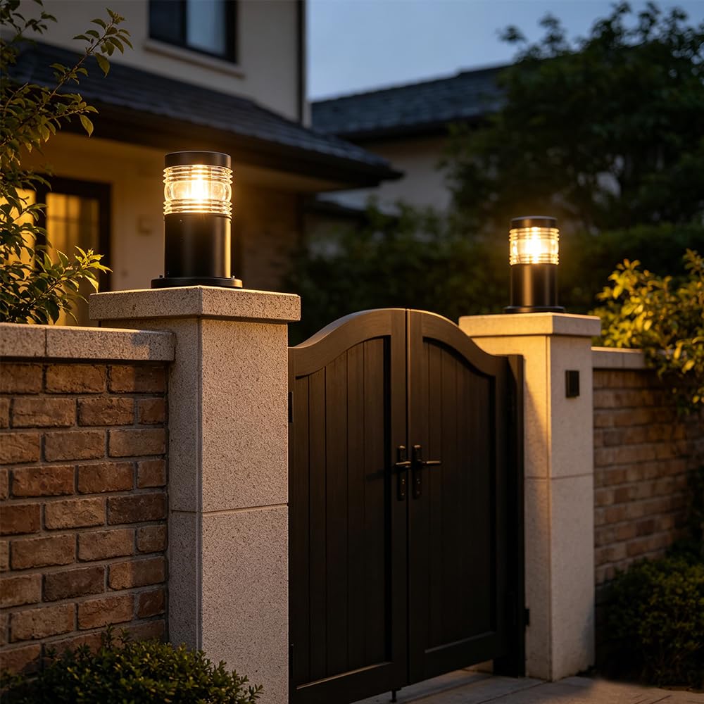 Retro Lámpara de Sobremuro para Exteriores,Impermeable Luces de Pedestal Camino Luces Poste Aluminio Farola de Exterior E27 Jardín metal Patio Paredes Porche Terraza villa puerta balcón (D)