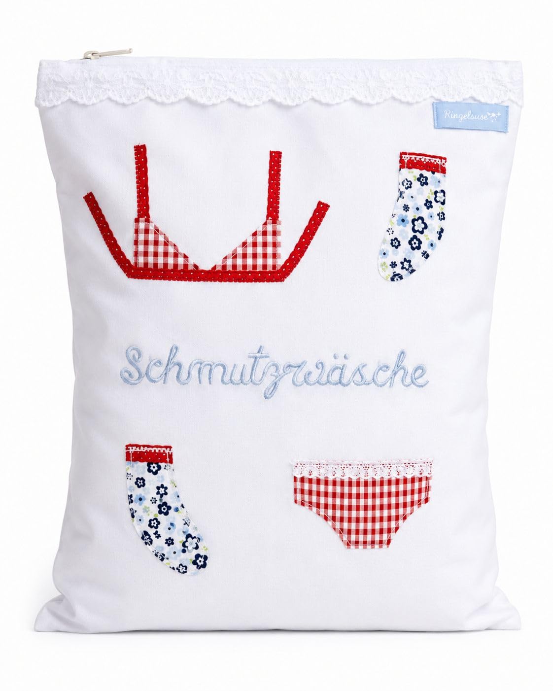 Travel laundry bag dirty clothes organizer lingerie underwear white 15 x 10" cotton