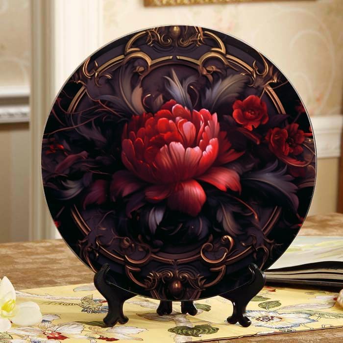 Mountains and Waters 10-inch Ceramic Plate for Wall Display or Tabletop, with Stand & Hook DP-362850121