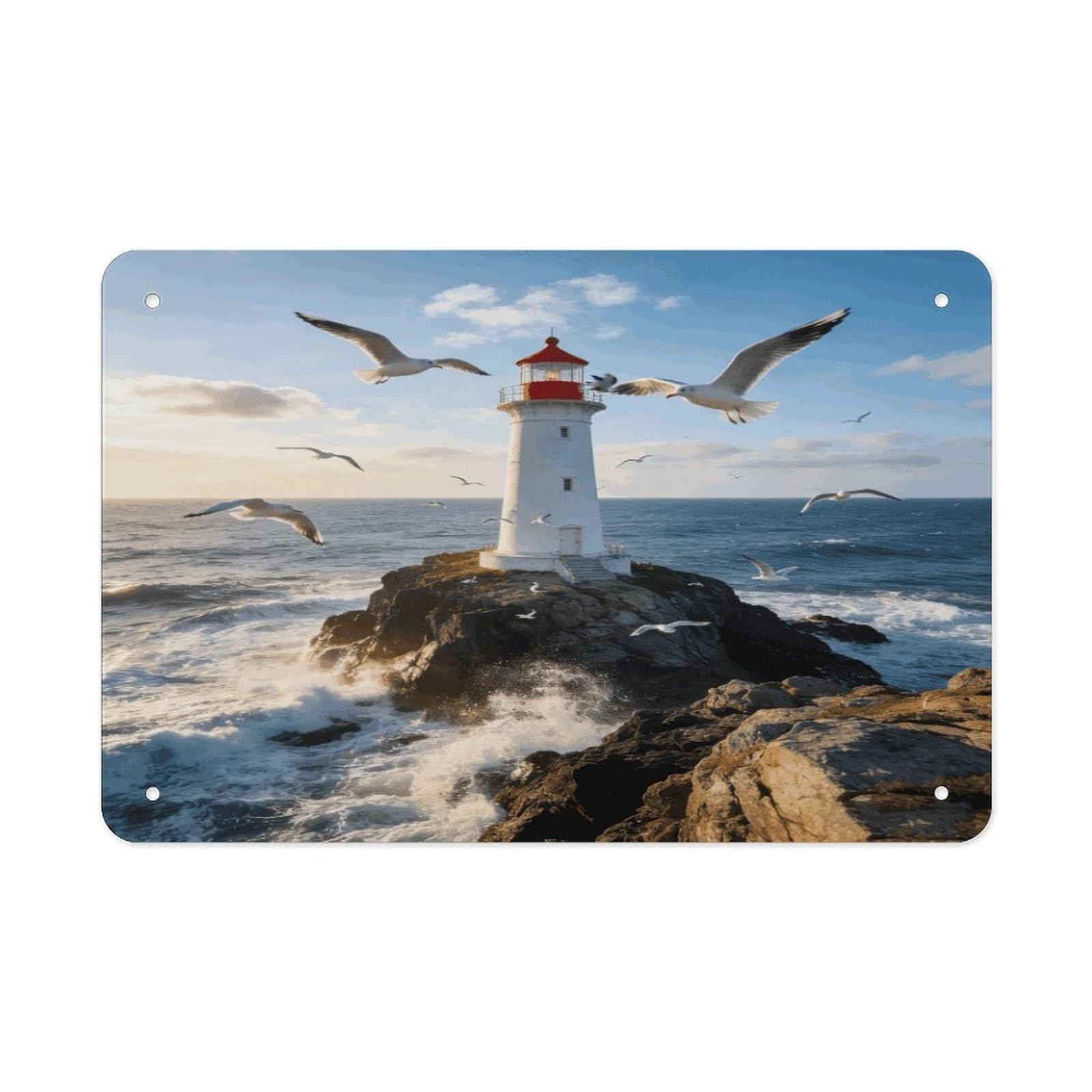 Fodpand Style Lighthouse Seagull Wall Art Metal Tin Signs Bar Metal Tin Sign Wall Decor For Home Living Room Bedroom Toilet Hotel Halloween Decor Gifts 7.9X 11.8 Inch
