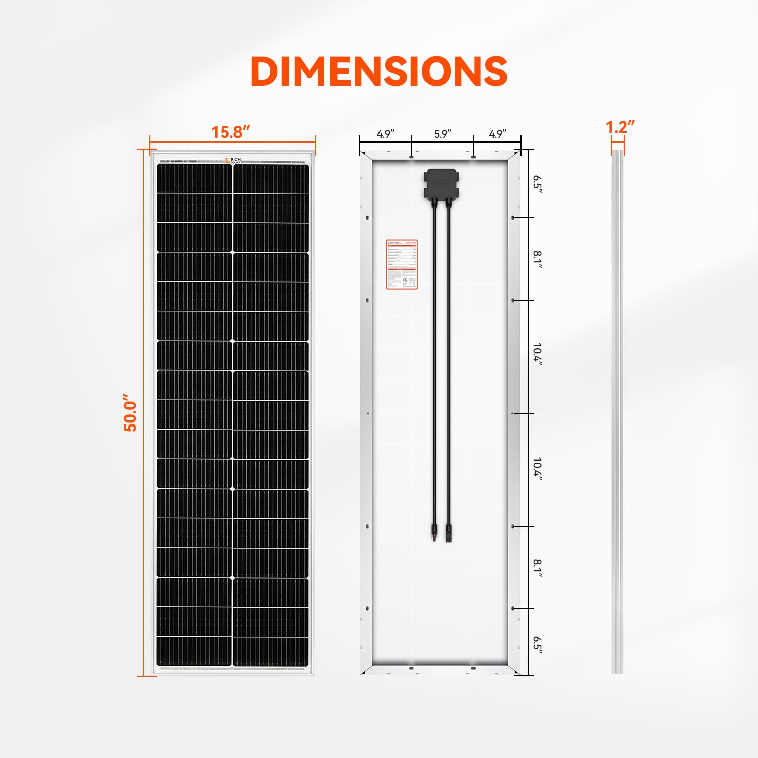 RICH SOLAR MEGA 100 Slim 100 W 12 V Panel solar monocristalino para RV, remolque, autocaravana