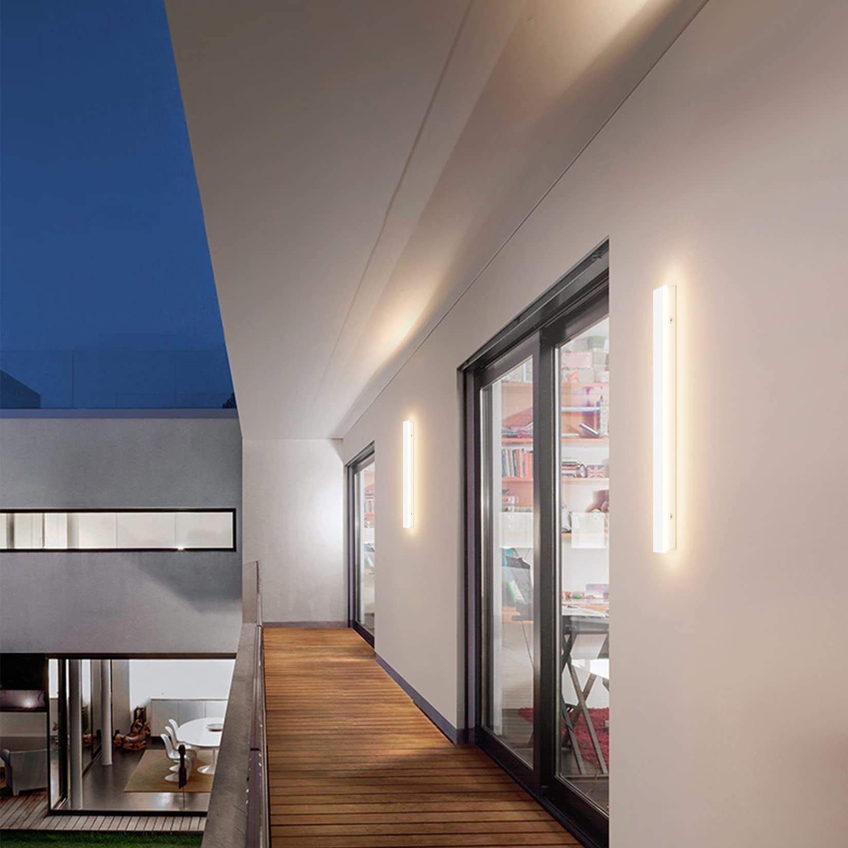 K-Bright Lampada da Parete Esterno/Interno LED 20W 3000K Bianco Caldo IP65 Applique da Parete Esterno 60CM Moderno per Balcone Giardino Veranda Via Garage,Bianco | Lampada da parete impermeabile IP65, 60 cm, per giardini, terrazze, camera da letto, soggio
