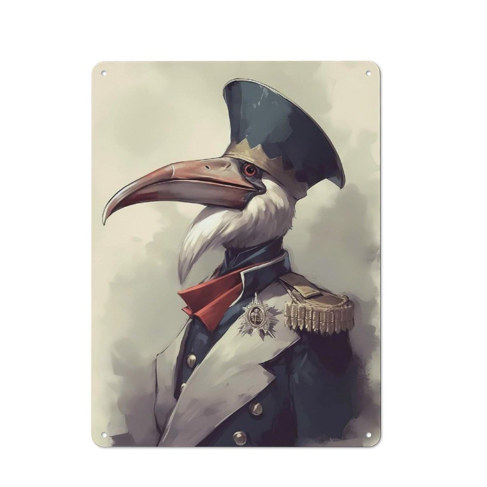 Junmoney Style-24 Tin Wall Plaque 40X30cm With Pelican Dainty For Guest Room Or Hallway, For Updating Guest Room And Hallway After Moving