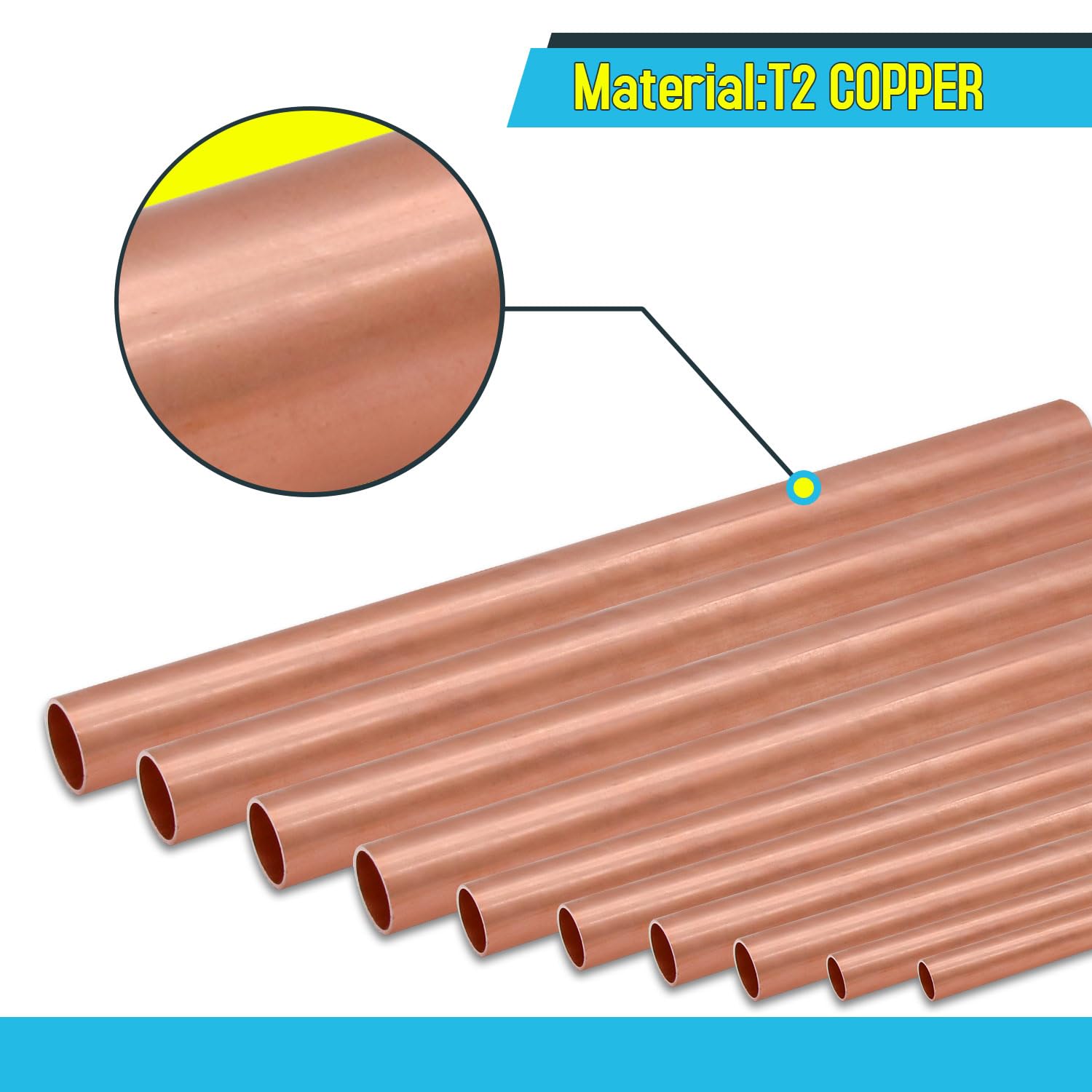 Tubo de cobre OD de 5/8 pulgadas, grosor de pared de 1 mm, tubo redondo de cobre de 12 pulgadas de longitud, ampliamente utilizado en varias aplicaciones industriales (2 piezas)