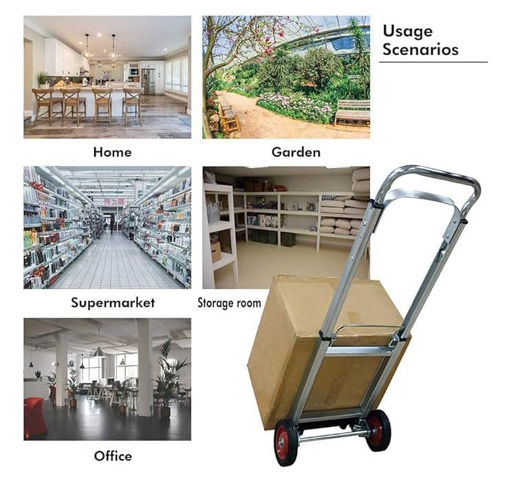 Image of Aluminium Hand Truck With 90 Kg Capacity, Heavy Duty Sack Truck With Rubber Wheels, Telescopic Handle And Foldable Base Plate