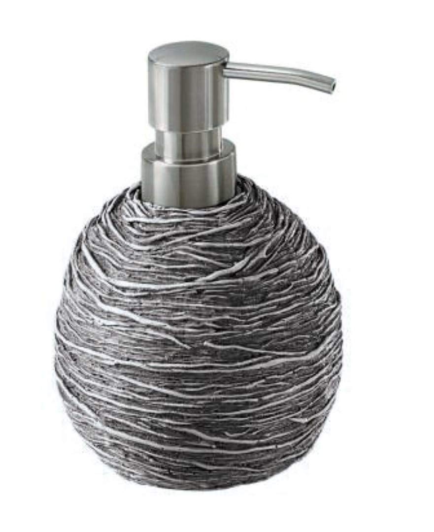 Dispenser Sapone Liquido Gedy Aries - Resina Simil Pietra Grigia - Erogatore Da Bagno Con Valvola Cromata - AR800800300