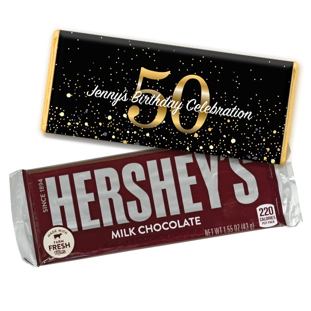 Amazon.com : Milestone 50th Birthday Candy Favors Personalized Hershey's  Chocolate Bar & Wrapper (12 Count) : Grocery & Gourmet Food