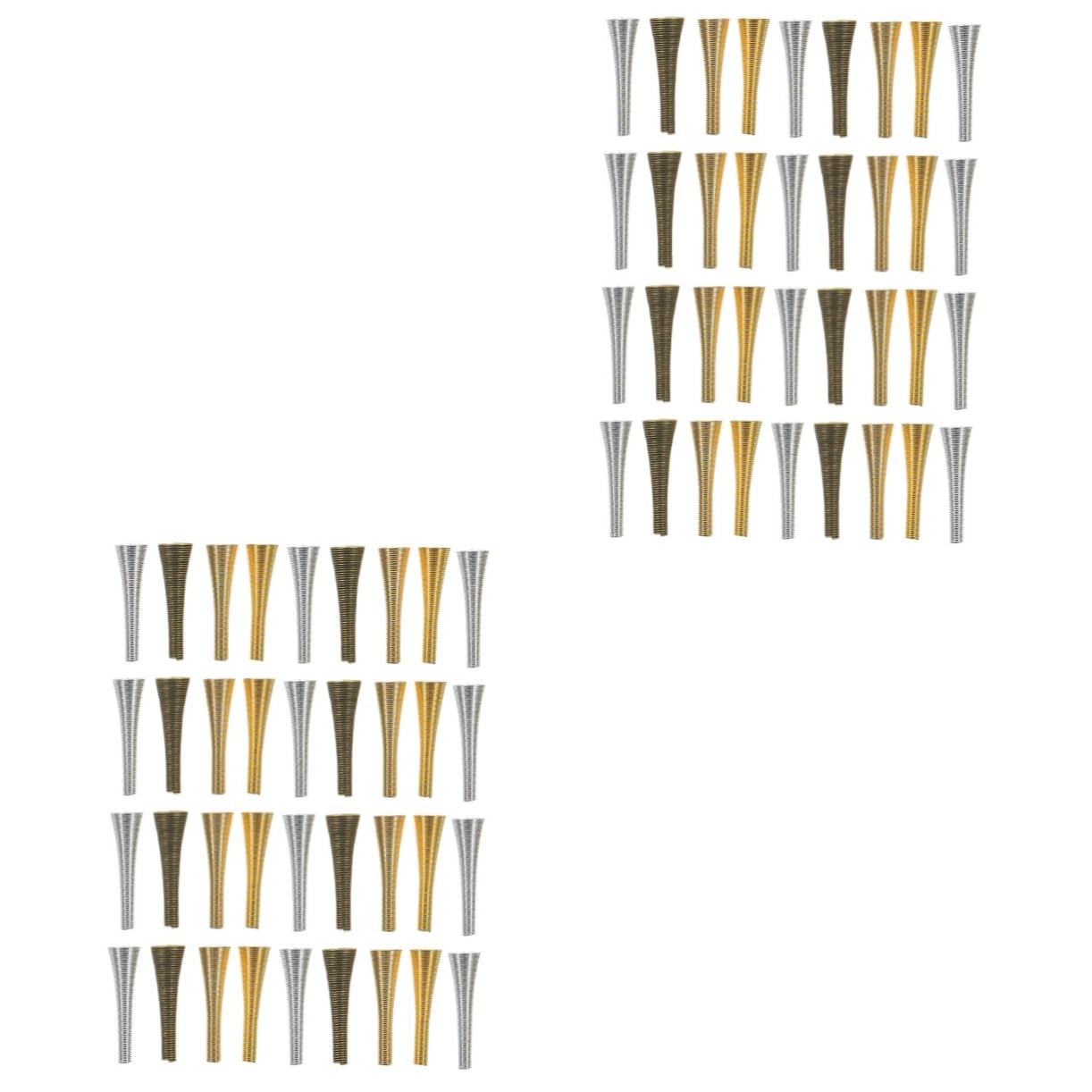 HOMSFOU 2sets Metal Embellishments Bead Caps for Jewelry Making DIY Bracelet Materials Long Cone Bead End Caps 36pcs*2