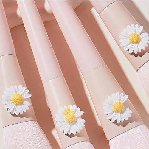 Miniatura 3 de COSHINE Juego de 11 brochas de maquillaje rosa margarita, polvo completo, base, rubor, sombra de ojos, kit de brochas cosméticas