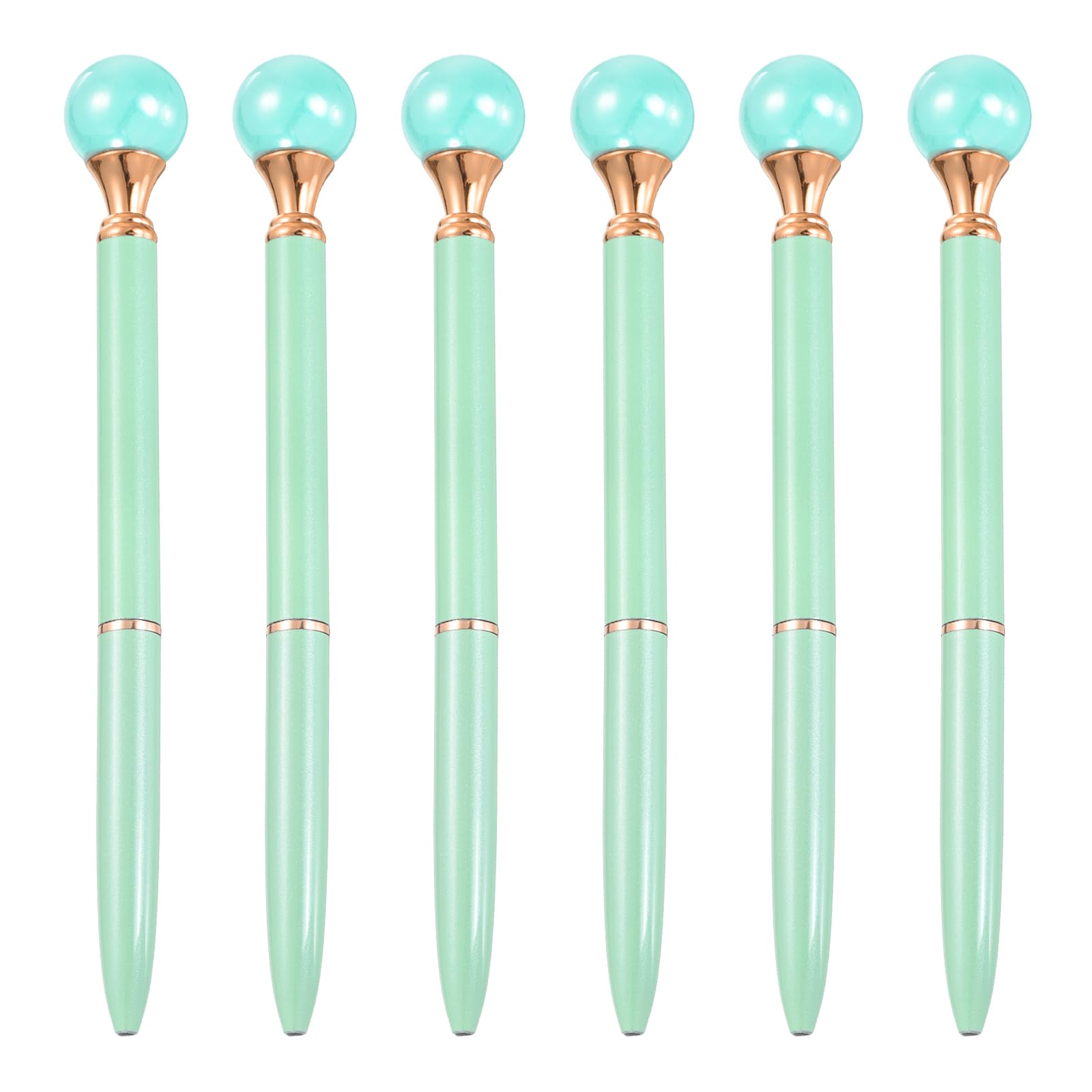 PATIKIL Pearl Ballpoint Pen, 6Pcs Sparkling Bling Metal Pen with Pearl Top Elegant 1.0mm Black Ink Ballpoint Refillable for Office Business Wedding Party Birthday Gift, Candy Green