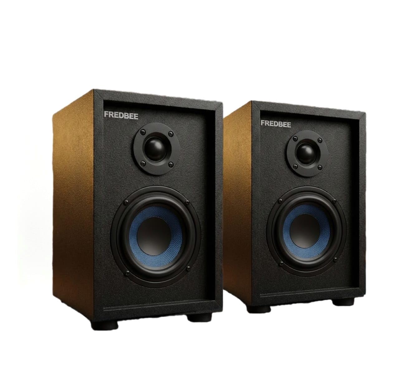 P3.5 Passive Bookshelf Speakers, 2-Way Audio System, Blue Woofer Cone, Black and Grey, Pair