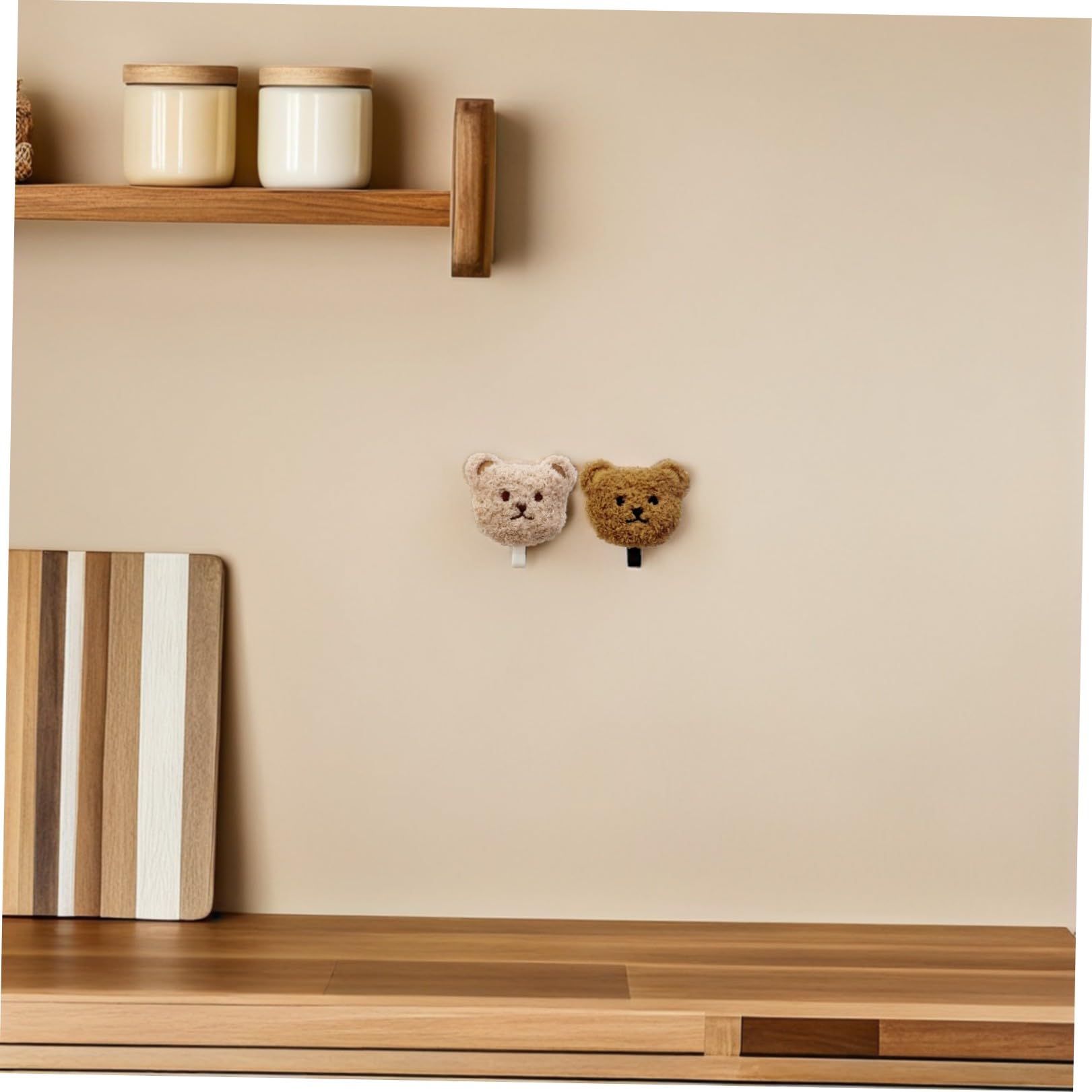 Garneck 2 Pièces Crochets Muraux Adhésifs Ours en Peluche pour Porte et Mur