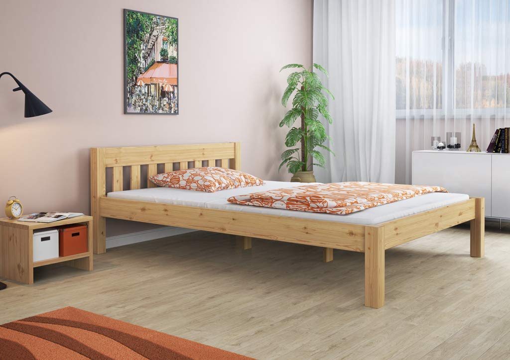 Erst-Holz®Französisches Bett mit Sprossen 140 x 200 mit Rost