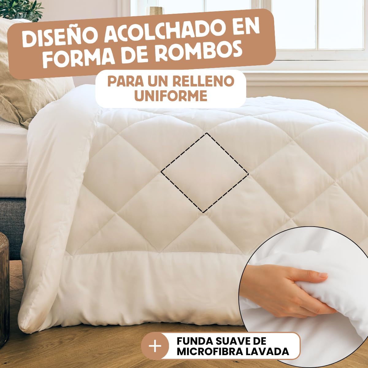 DREAMWAY Edredón Nórdico de Invierno 200x200 cm - Relleno 450 g/m²