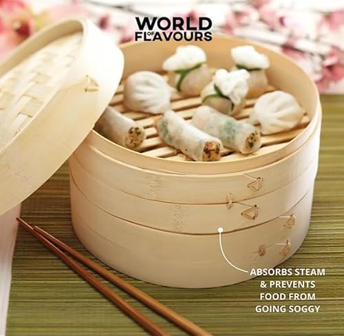 Luminexia Bamboo Steamer,Two Tier Baskets With Lid - Steamer Basket Rice Cooker Bamboo Steamer Cooker Pot-Traditional Oriental Style-for Dumplings,Rice,Dim Sum,Vegetables,Fish And Meat(9 Sizes) - Image 5