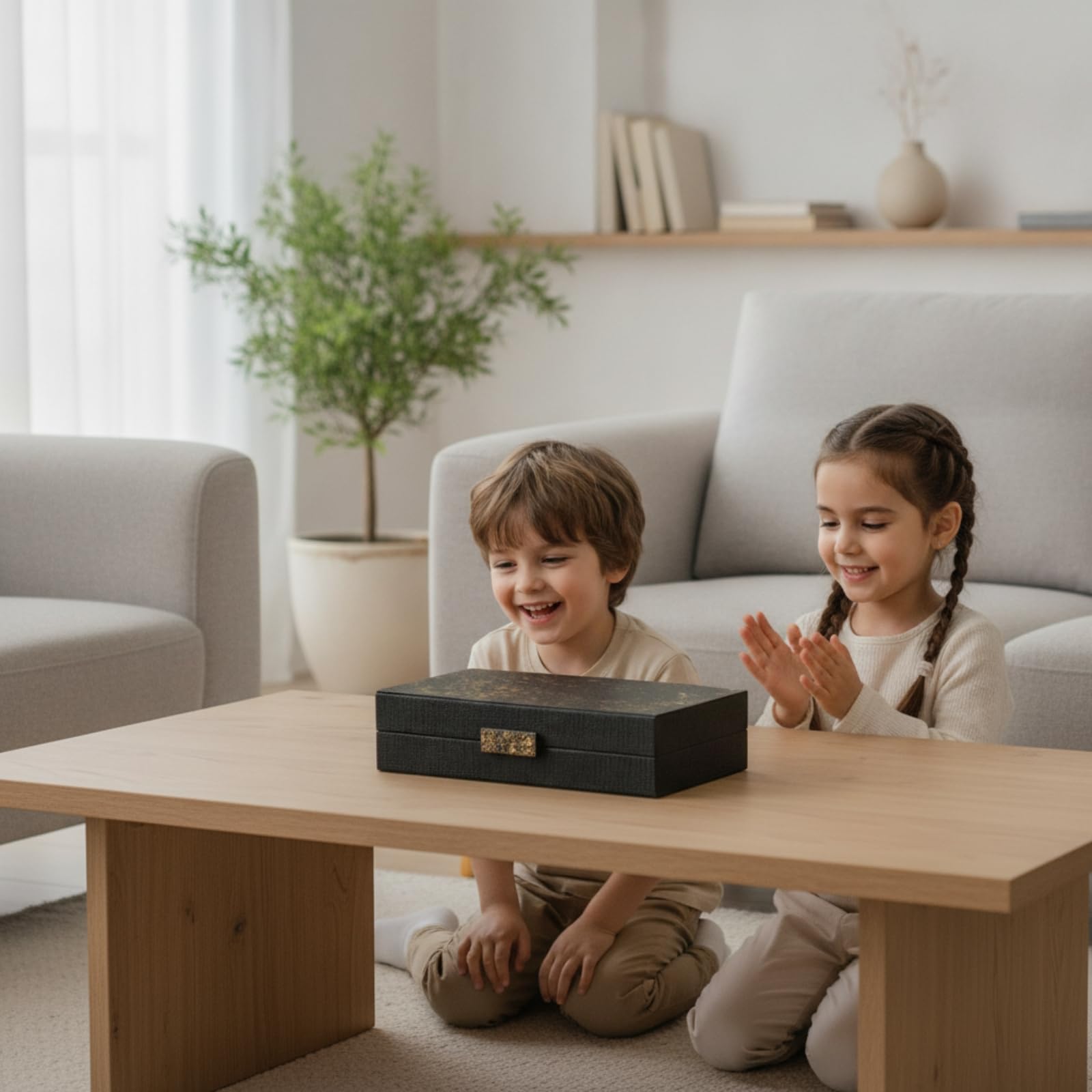 Caja Madera con Tapa Compacto Organizador Mesa Multiusos Joyero para Escritorio, Serie Dorada - Madera Tibetana · Caja De Almacenamiento Octogonal Alta
