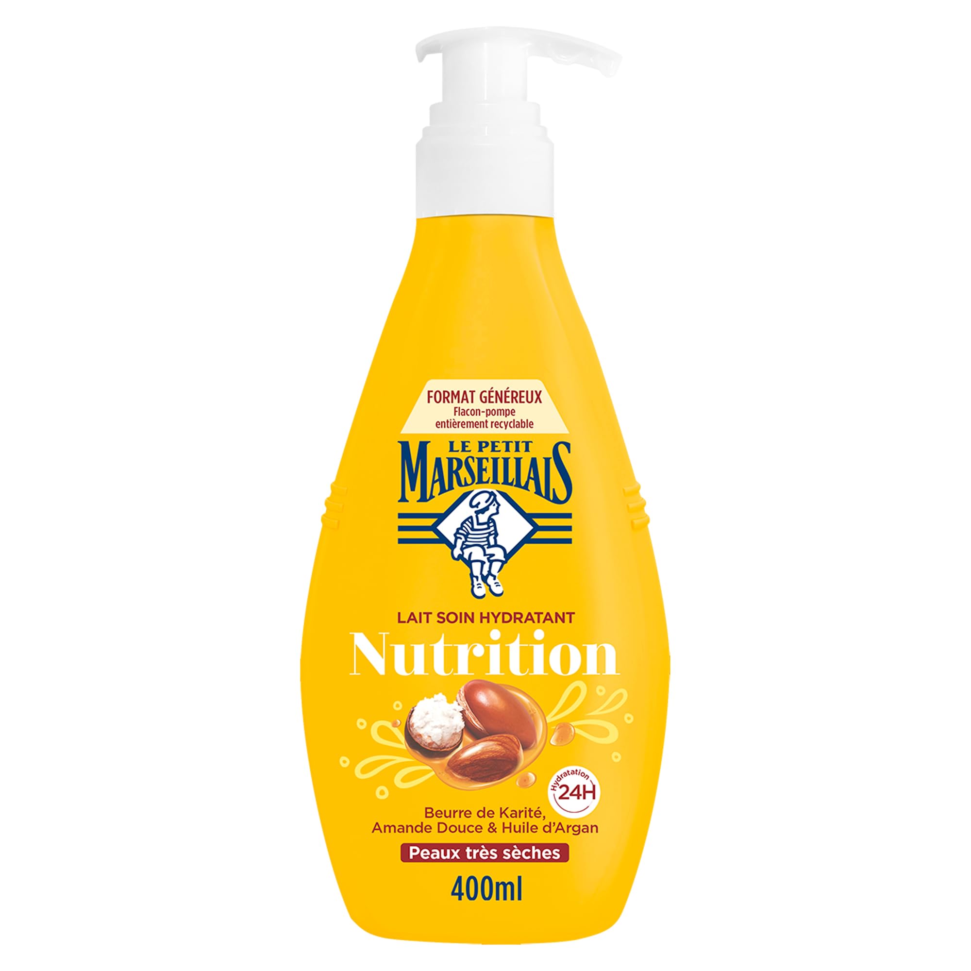 Lait Soin Hydratant Nutrition 400ml - Le Petit Marseillais pour Peaux Très Sèches