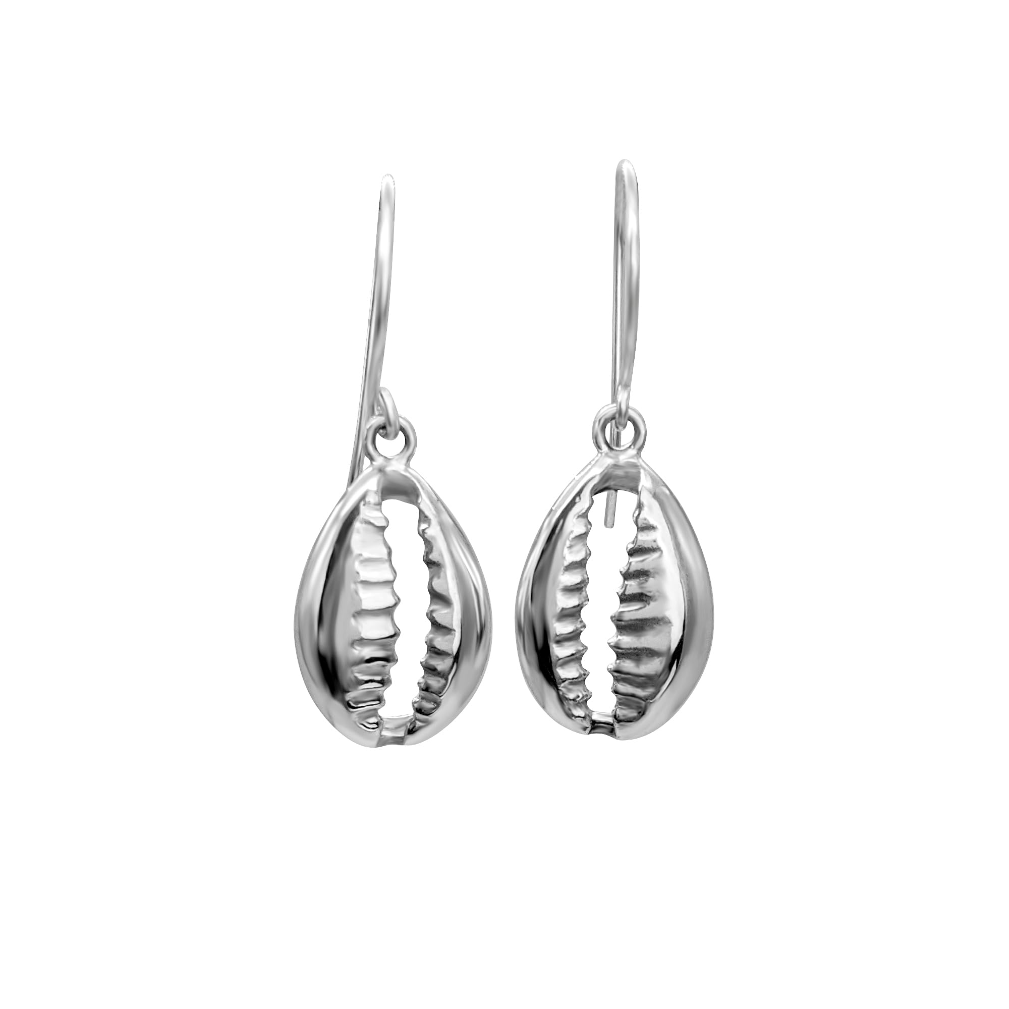 81stgeneration Pendientes Colgantes de Concha de Cauri en Plata de Ley 925 | Pendientes Colgantes con Forma de Concha para Mujer | Joyería Náutica Minimalista de Inspiración Oceánica |Regalo Playero