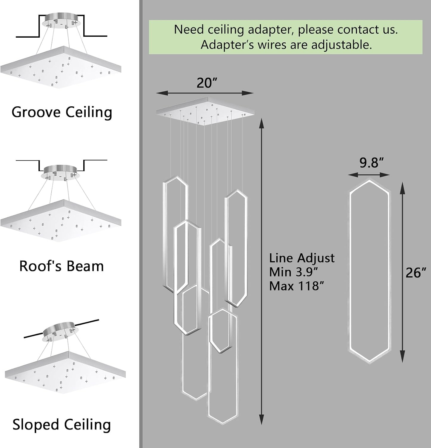 Chandelier dimensions and compatible ceiling types