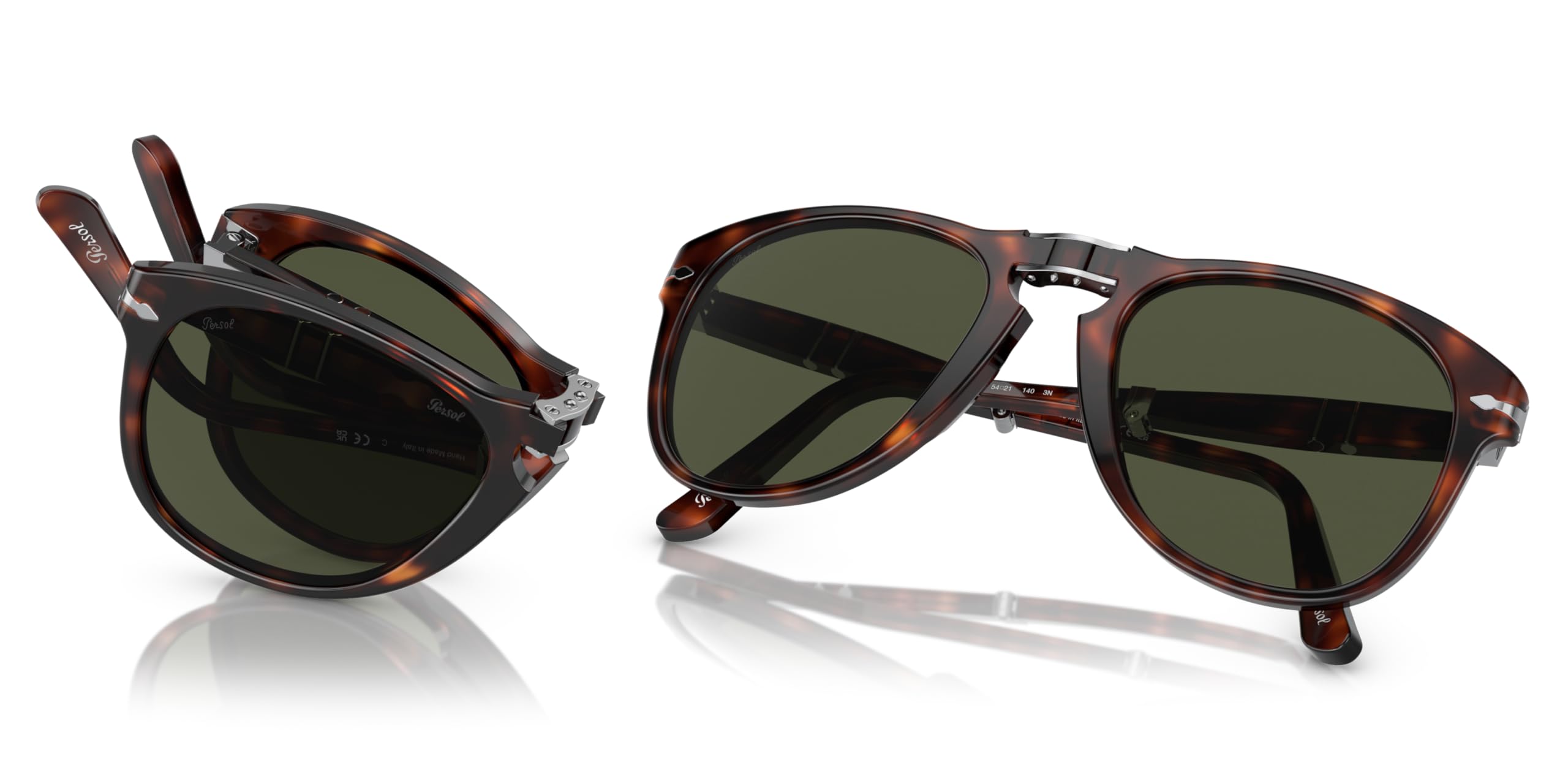 Persol PO0714 Faltbare Aviator Sonnenbrille Polarisiert 52 mm, Braun (Gestell: Havana Glas: Grey 24/31), 52