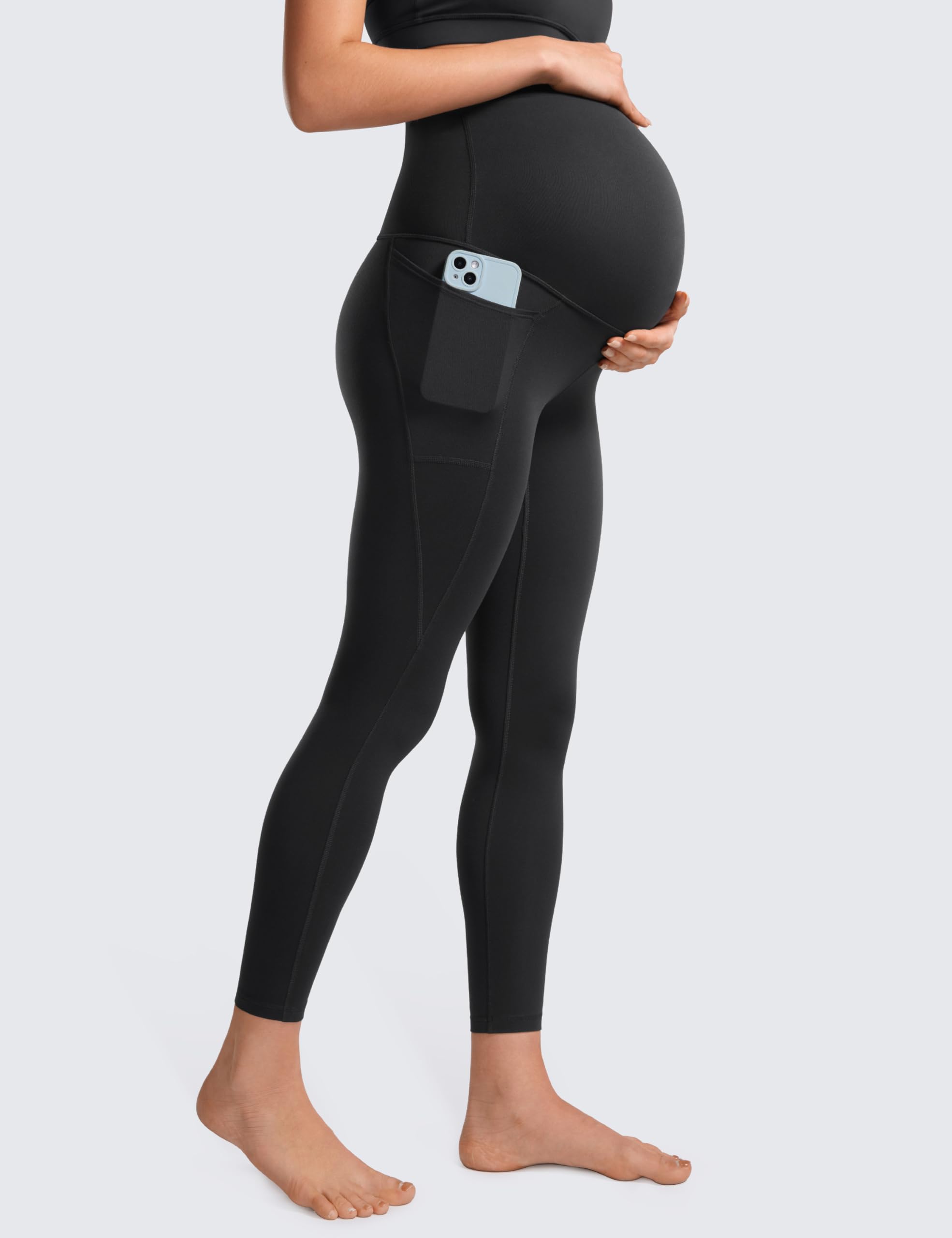 CRZ YOGA Butterluxe Leggings Premaman con Tasche Allenamento Yoga Gravidanza Pantaloni - 63cm