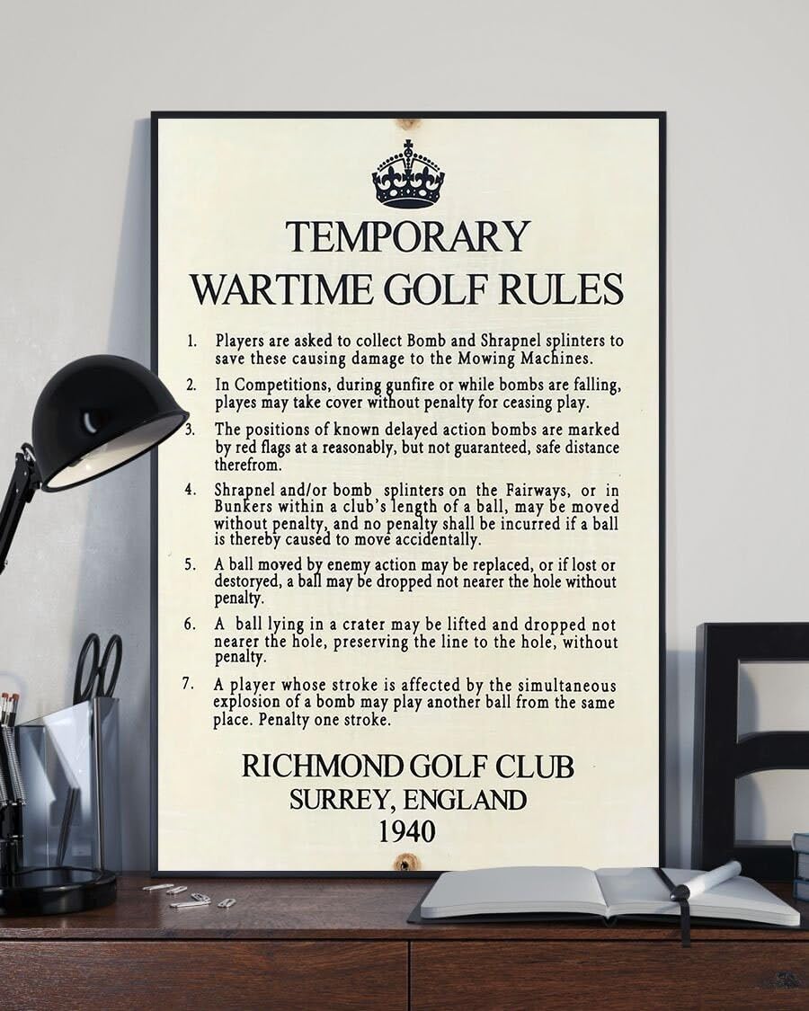 Nuboxx Vintage Golf Rule Tin Poster, 6x8 inches, Kitchen, Living Room, Office, Bar, Dorm, Man Cave, Garage