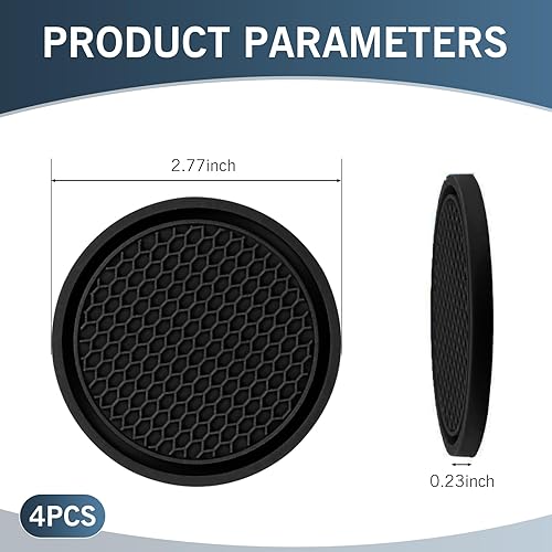 Miniatura 2 de Eratus 4 posavasos antideslizantes para consola central de automóvil, diseño de panal de abeja 3D, 2.77 x 0.23 pulgadas, portátil, grueso, PVC,