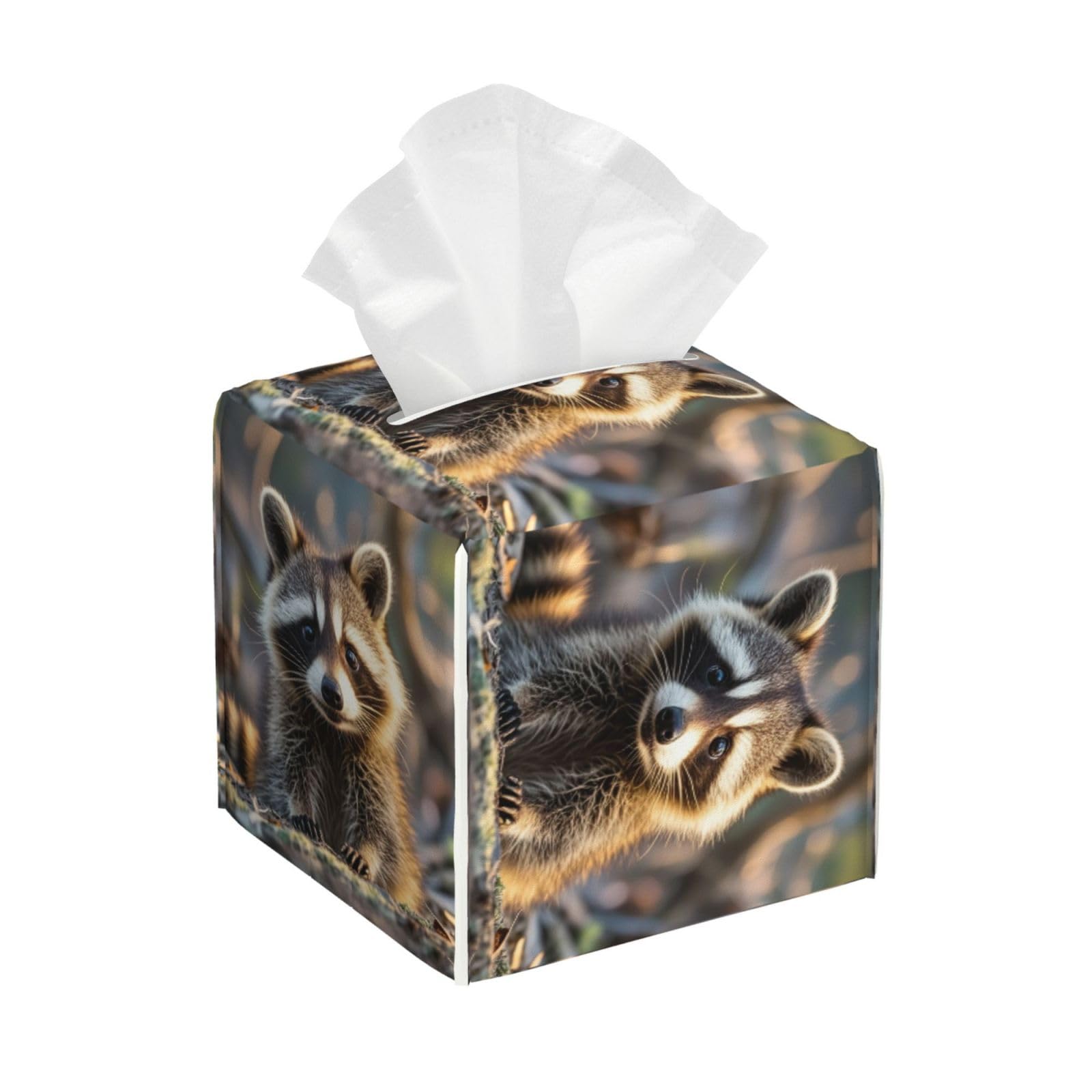 Funny Raccoon Tissue Box Cover Square Cube Boxes