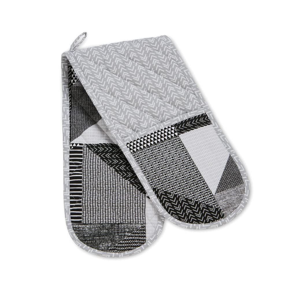 Catherine Lansfield Unisex Grey 'Larsson Geo' Double Oven Glove In