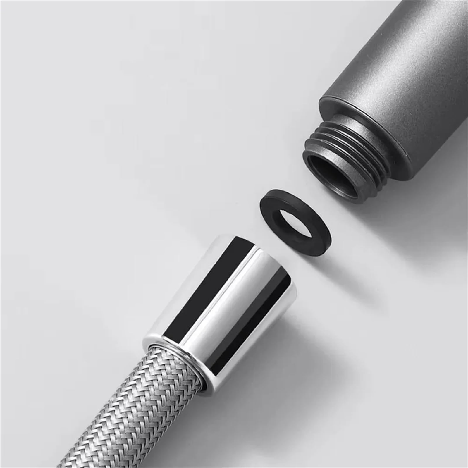 Manguera de ducha flexible de nailon de alta presión de 1,5 m, antienredos, conector universal G1/2, diseño suave para baño, gris oscuro y fácil de instalar