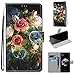 Produktbild Miagon Flip PU Leder Schutzhülle für Xiaomi Redmi Note 5 Pro,Bunt Muster Hülle Brieftasche Case Cover Ständer mit Kartenfächer Trageschlaufe,Blühen Blume