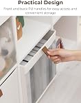 StorageWorks 11x11 Storage Cubes, Closet Storage Bins with Clear Window, Fabric Organizer for Clothes, Collapsible Storage Baskets with PU Handles, Beige, 3-Pack