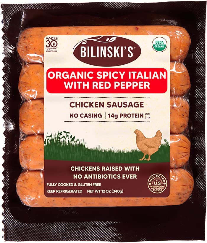 Bilinski, Organic Spicy Italian Chicken Sausage, 12 Ounce