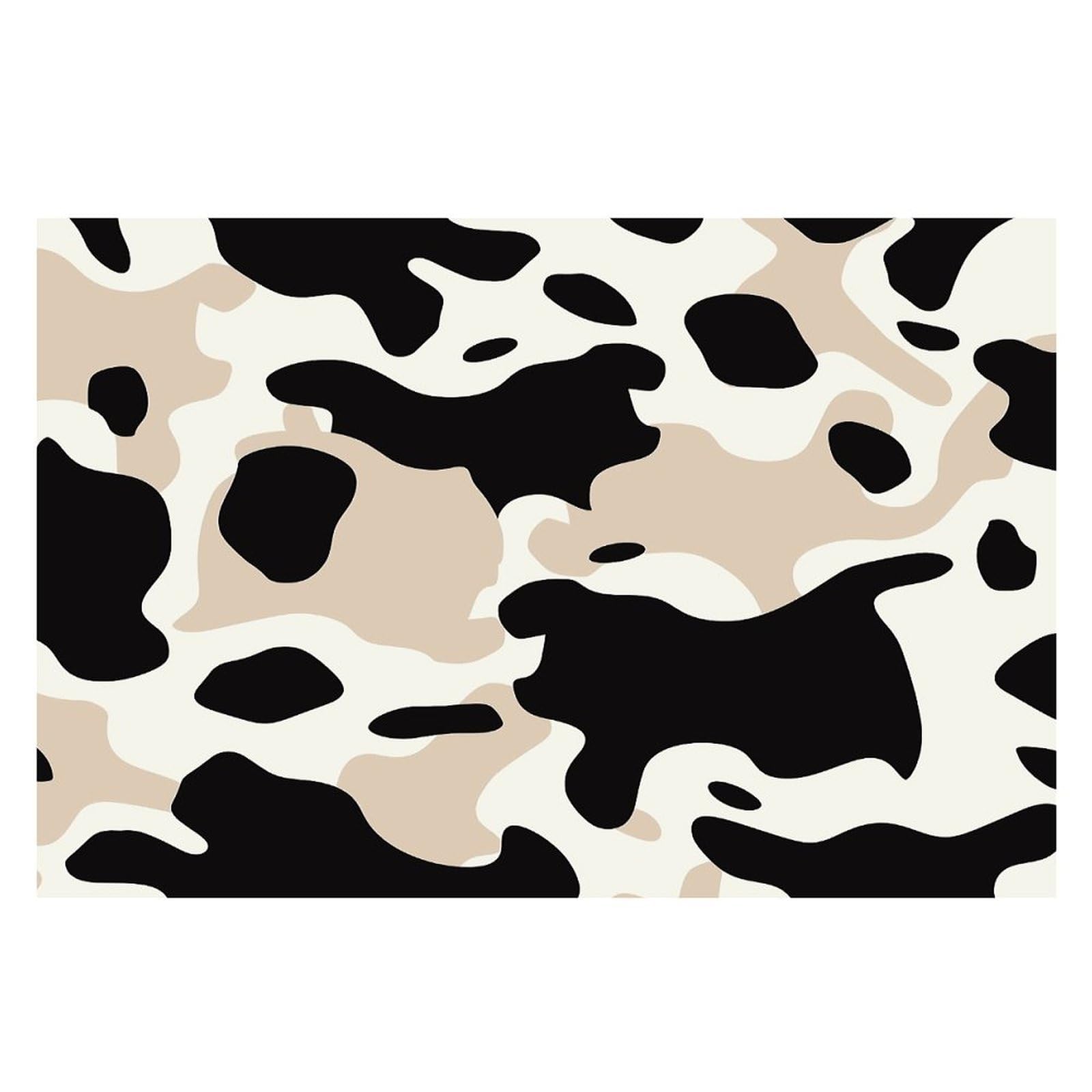 Cow Spot Placemats Wipeable Heat Resistant Table Mats Washable Flax Place Mats Elegant Cloth Non-Slip Placemat for Kitchen Dinning Party Table Decor 12 * 18 in