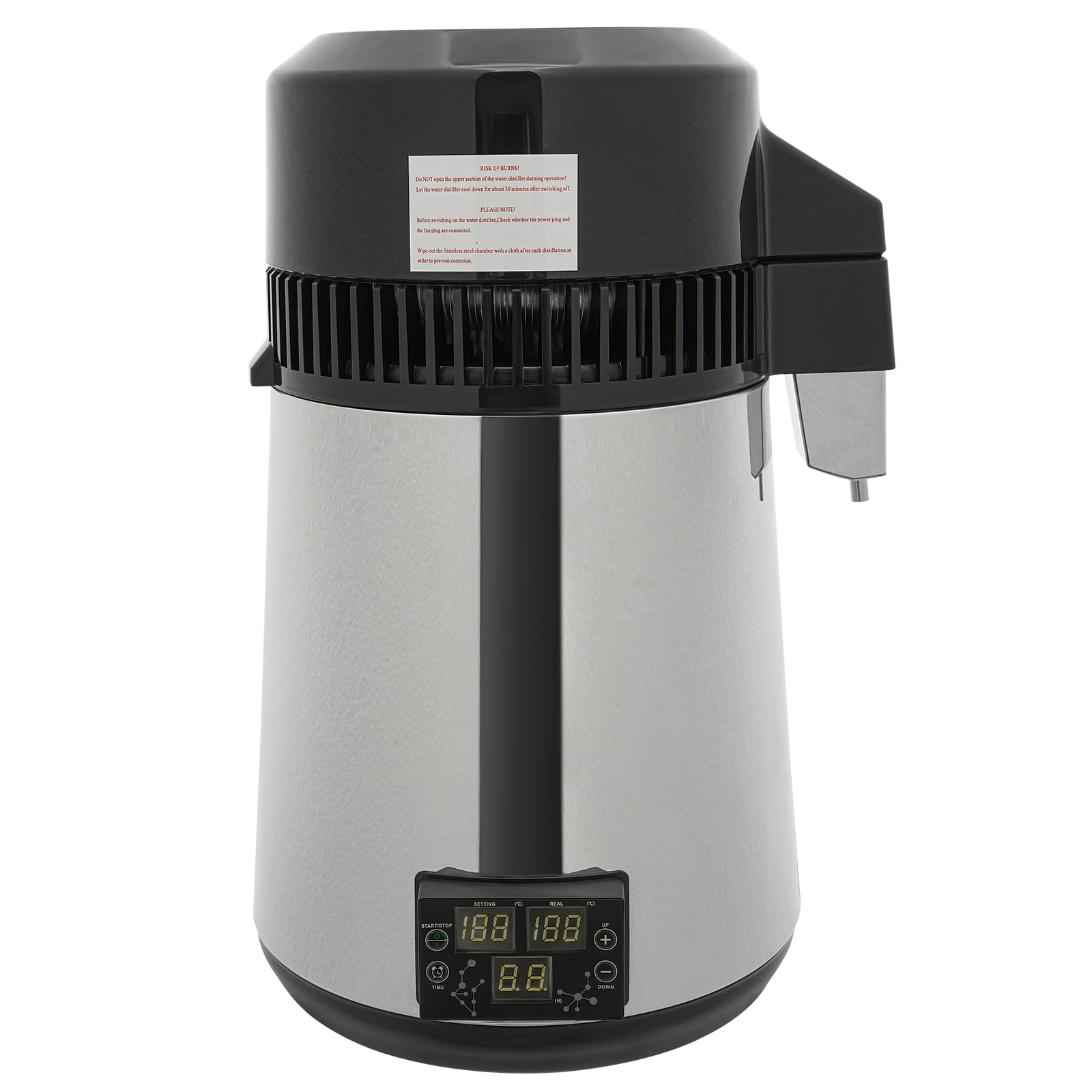 4L Wasserdestillierer Destillierter Wassermacher Edelstahl Wasserdestilliergerät mit Wasserbehälter, Wasseraufbereiter Wasseraufbereitungsmaschine mit LED-Anzeige, Reinwasser destilieren für zu Hause