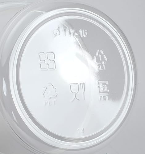 Vista 4 de Golden Apple, Combo de contenedor redondo de plástico PET reciclado ultra transparente de 16 onzas y tapa de cúpula - 20
